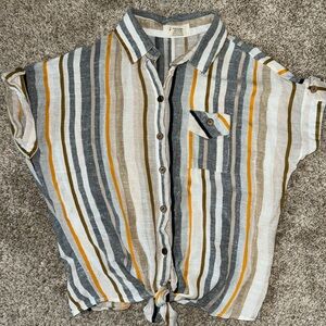 Love Notes linen like button down top